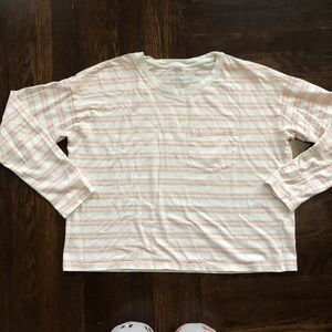 Pale Pink White Striped Mini Pocket Tee